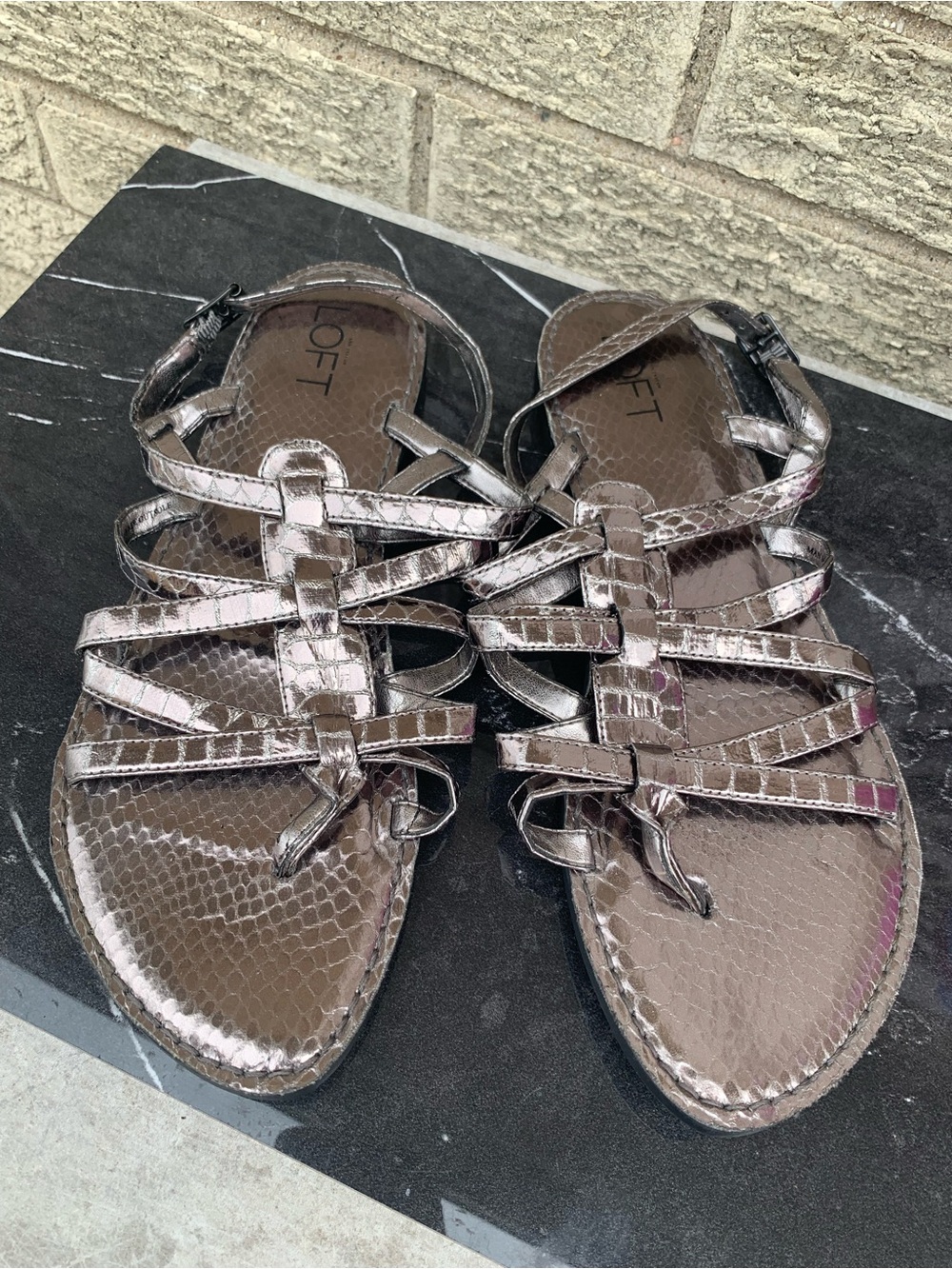 Loft Metallic Brown Strappy Gladiator Sandals size 8